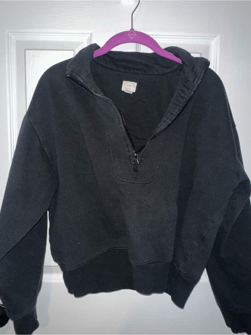 Women's Black Zip-Up Half-Smock Sweater
